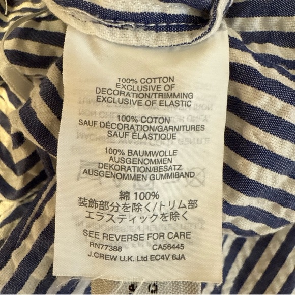 J.Crew Blue and White Striped Cotton Seersucker Ruffle Jumpsuit Size XXS - Picture 7 of 12